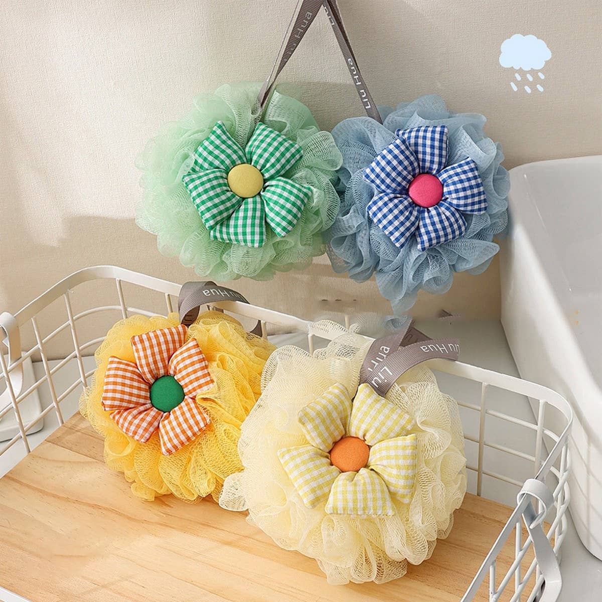 SUNFLOWER BATH BALL 50G LARGE SUPER SOFT BATH POUF