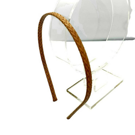 Boho Full Wrap Faux Leather Woven Thin Headband_CWAHA6323