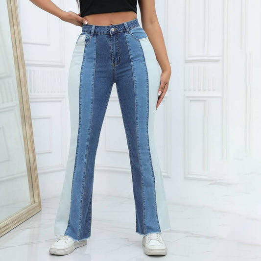 WOMENS WIDE LEG FLARED PANTS SLIM FIT JEANS_CWJP0170
