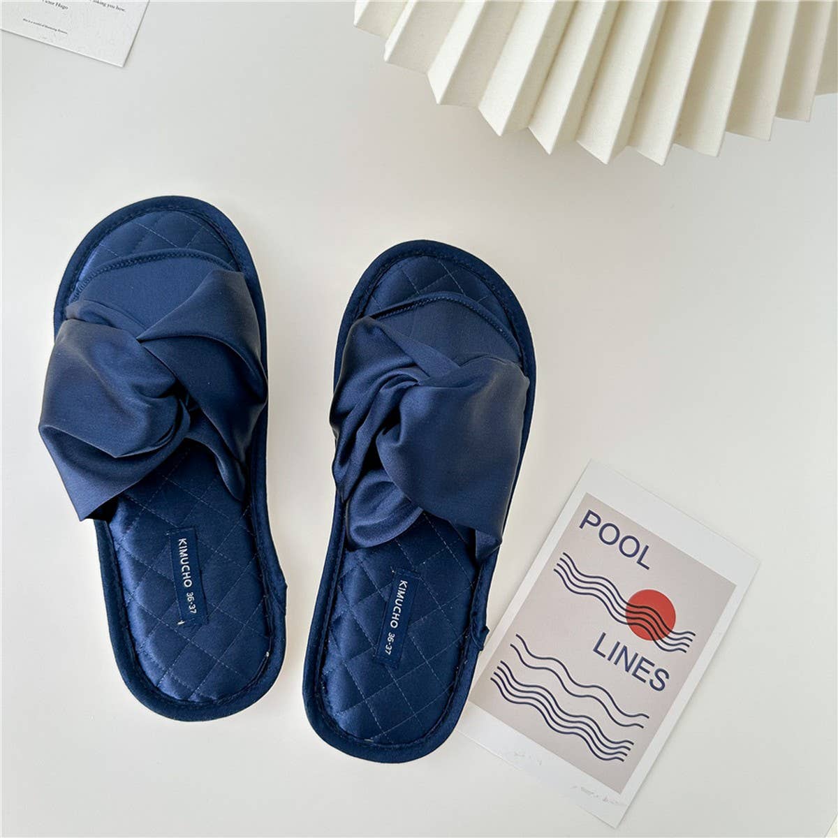 CROSS BOWKNOT FABRIC SLIPPERS INDOOR SLIPPERS