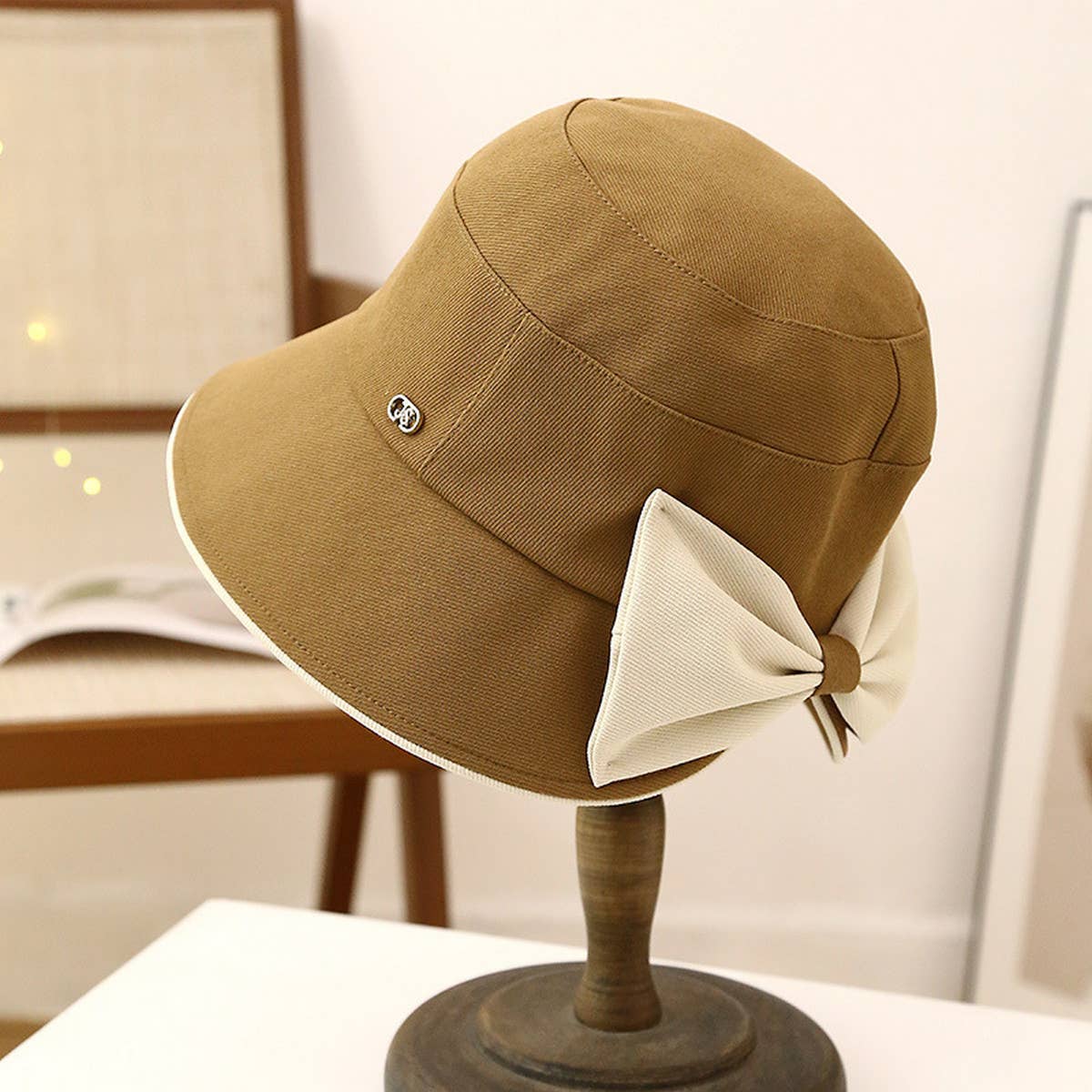 WOMEN OUTDOOR SUN VISOR BOW BUCKET HAT_CWAB2847