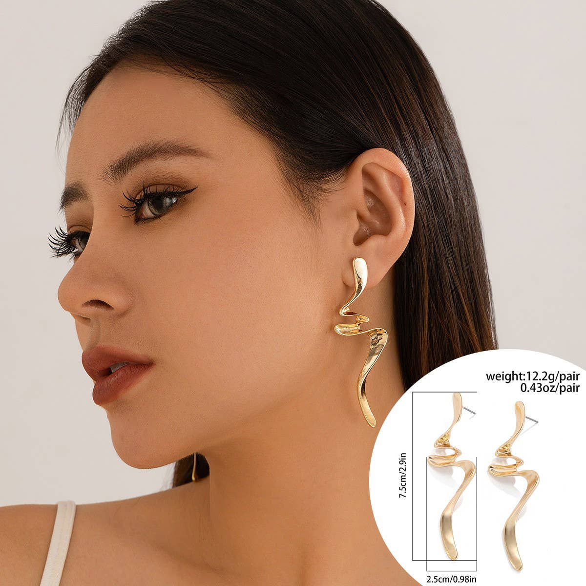 WRINKLED EXAGGERATED IRREGULAR TEARDROP EARRINGS_CWAJE1813