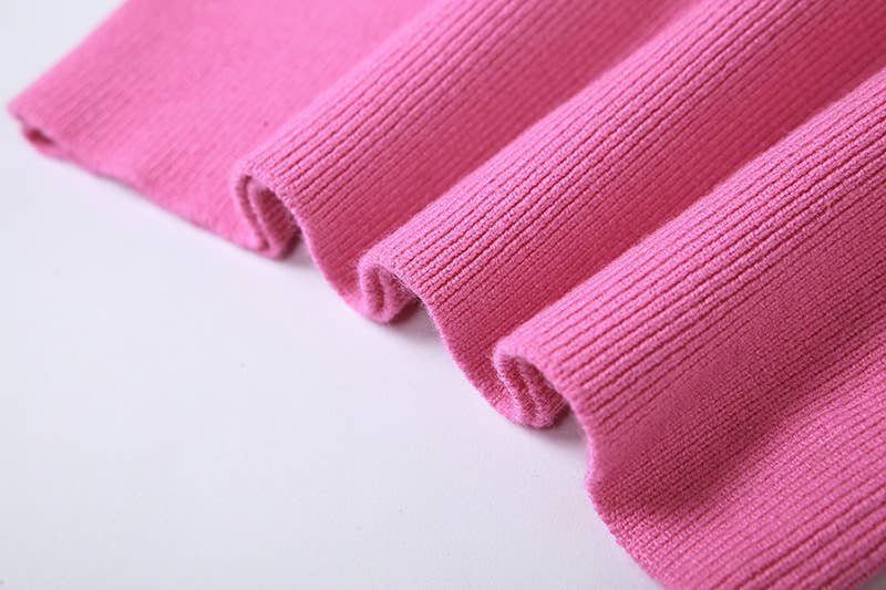 LONG SLEEVE LAPEL SOLID COLOR SLIM CROP KNIT TOP