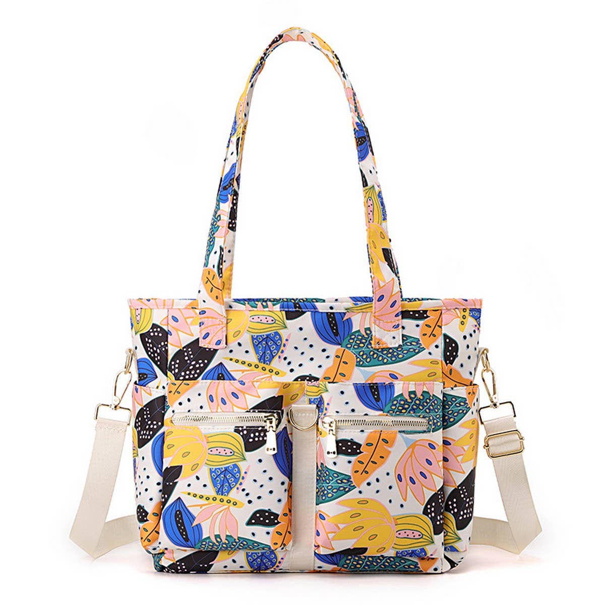 PRINTED NYLON FABRIC HANDBAG SHOULDER BAG_CWAB3484