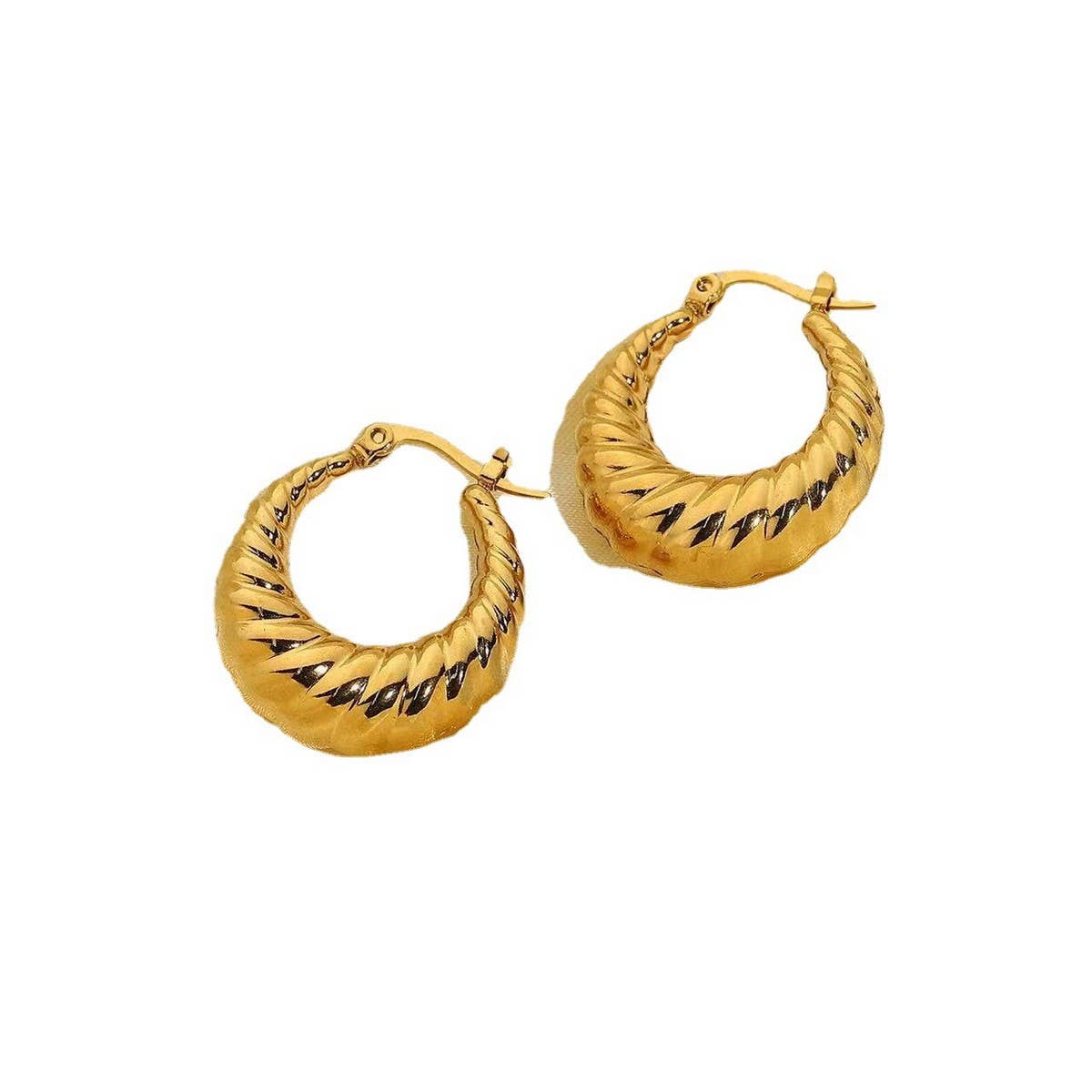 VINTAGE STAINLESS STEEL HOLLOW HOOP EARRINGS