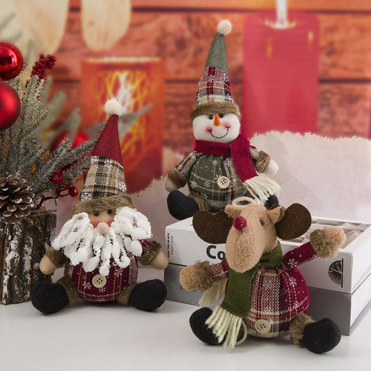 CHRISTMAS DECORATION PLAID FABRIC ORNAMENTS