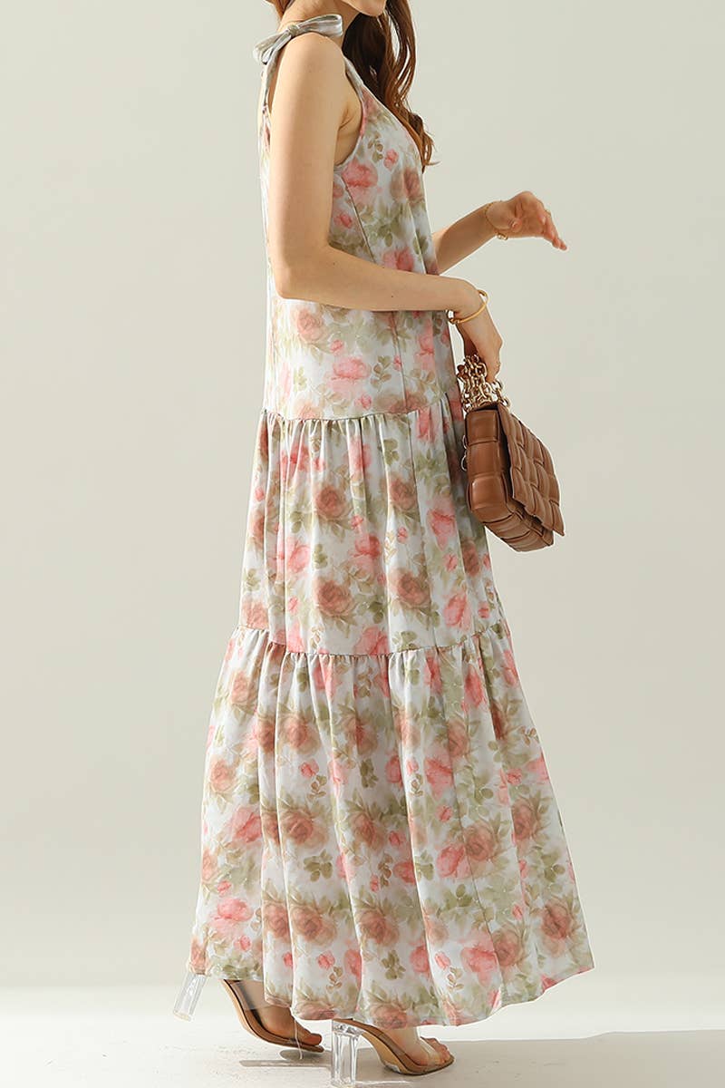 CWDMD543_SLEEVELESS STRAP TIE DRESS