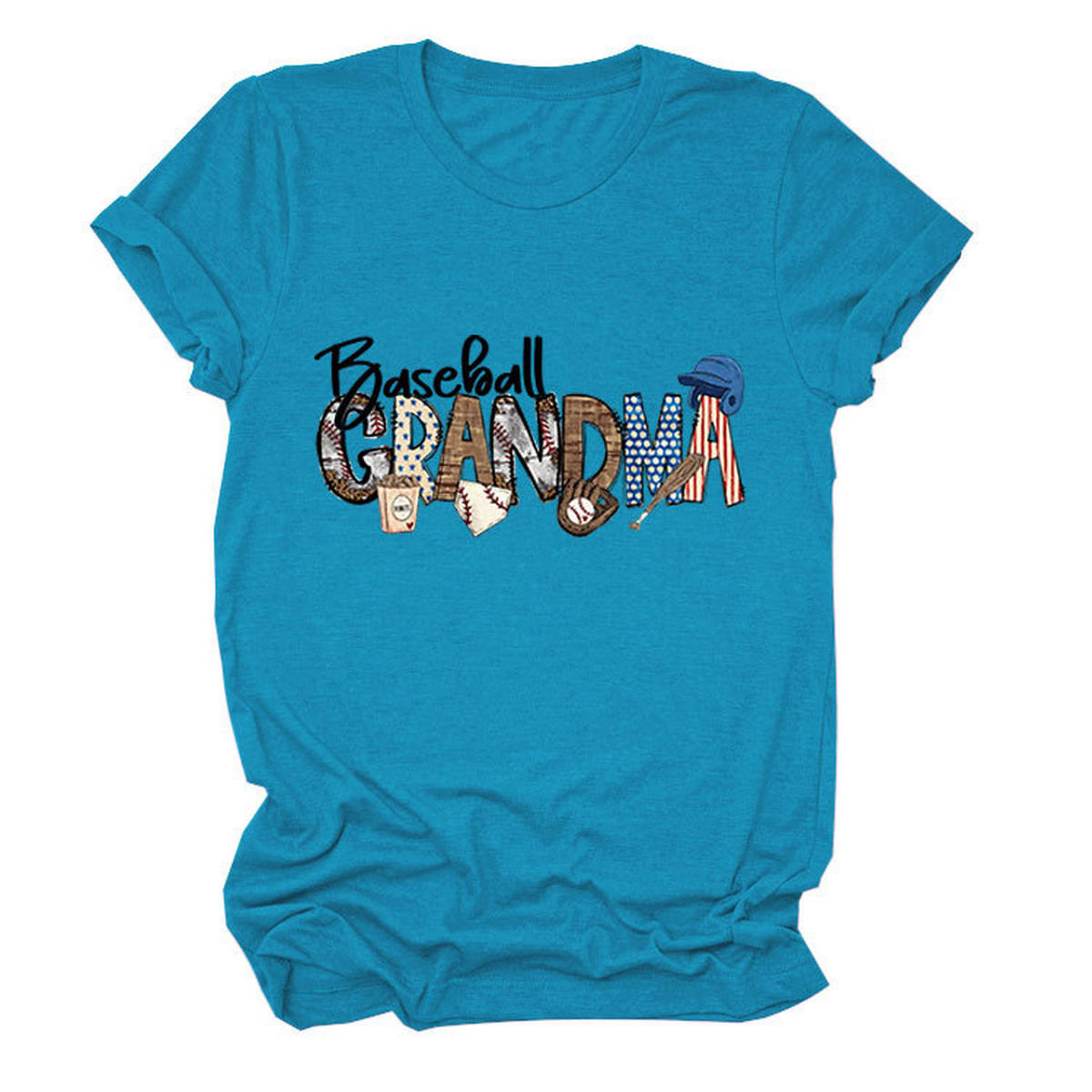 Casual Crew Neck Tee ?œBaseball Grandma??Shirt_CWTTSL0496