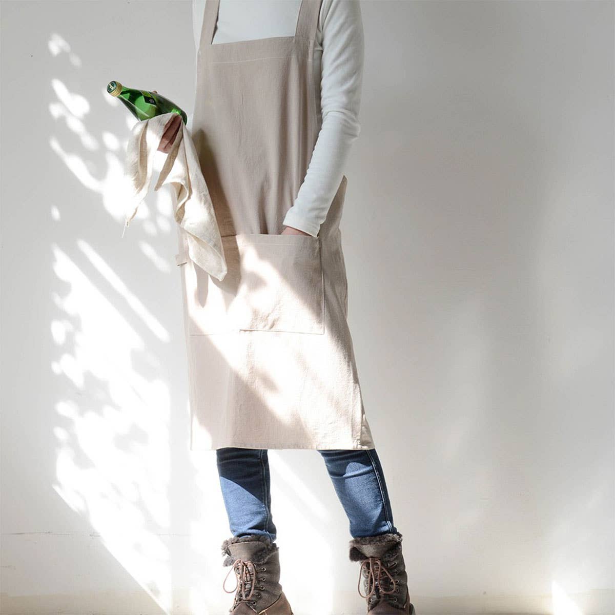 Simple gardening cotton linen with pockets vintage_CWMM3301