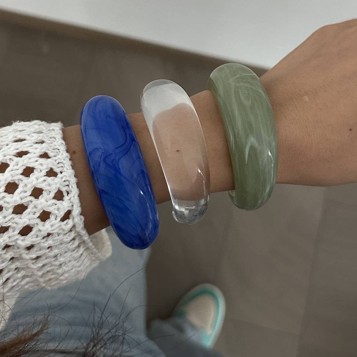 Thin Open Cuff Acrylic Bracelet for Petite Women