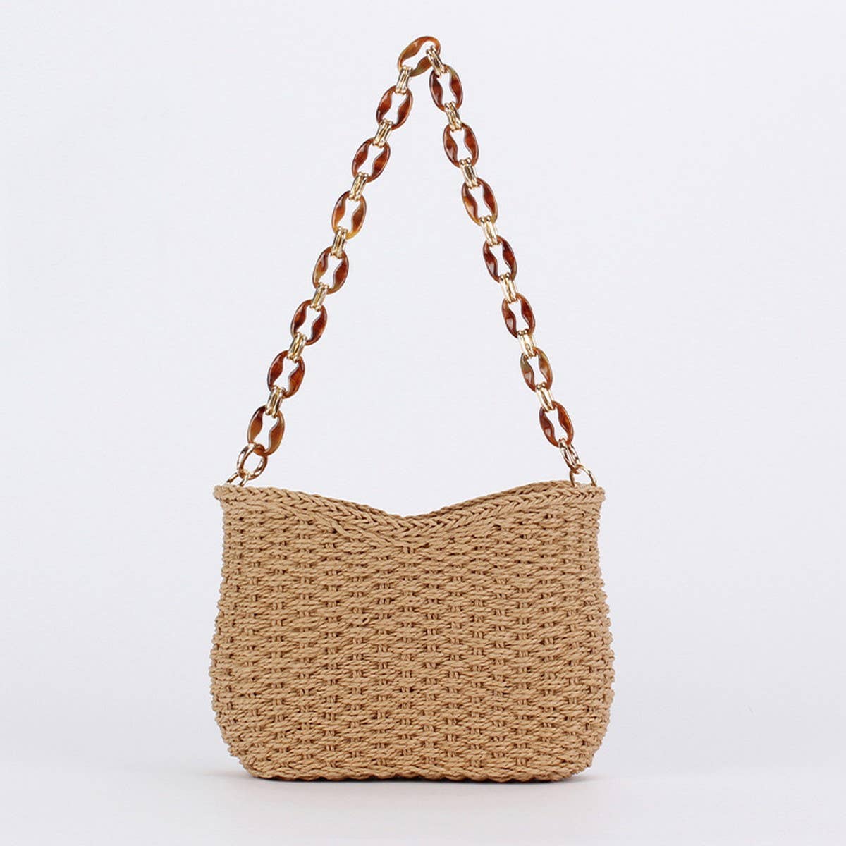 FASHIONABLE AND SIMPLE SOLID COLOR STRAW BAG_CWAB4702