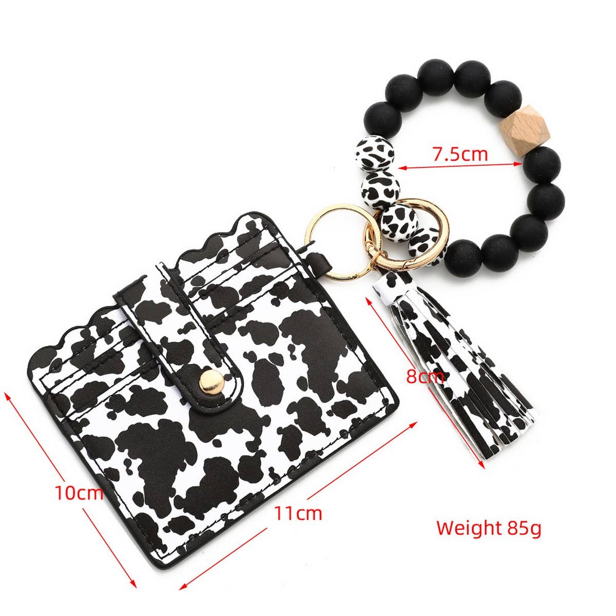 Western Bull Card Wallet with Beaded Keychain_CWAB4948
