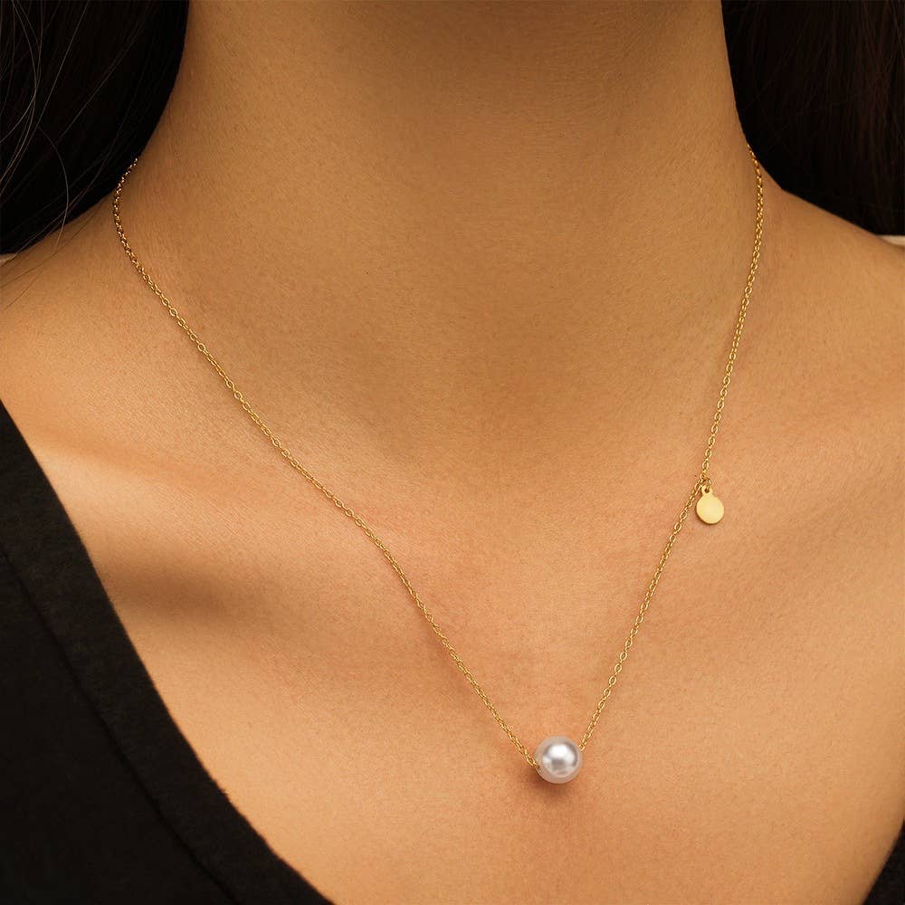 Fashionable simple electroplated pearl necklace