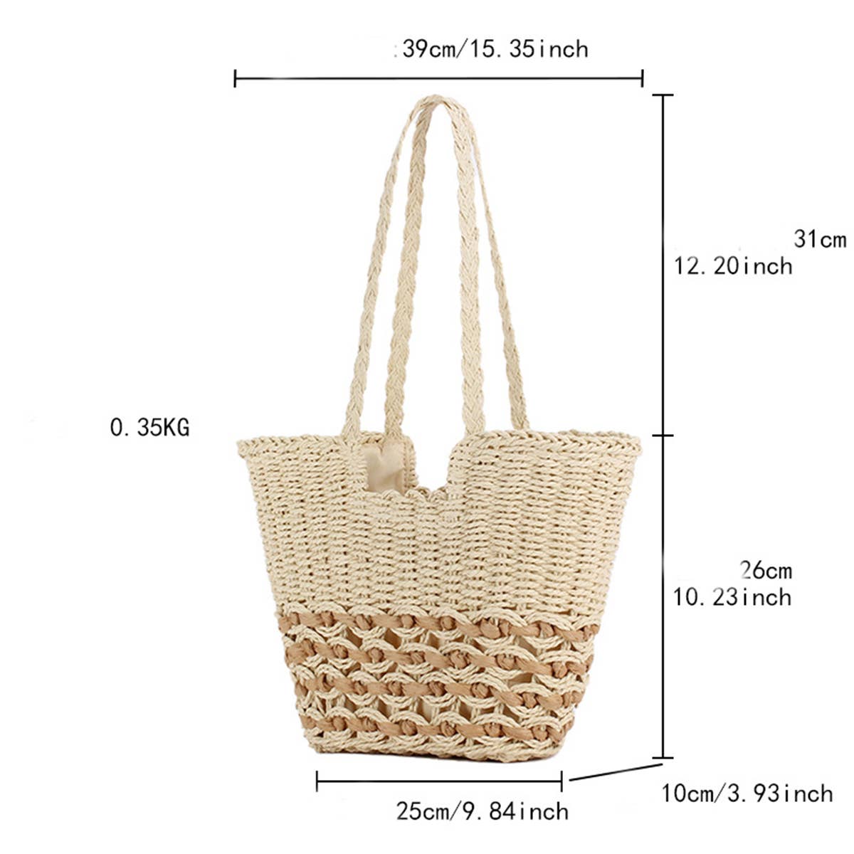 LARGE-CAPACITY BEACH PAPER ROPE HOLLOW WOVEN BAG_CWAB2031