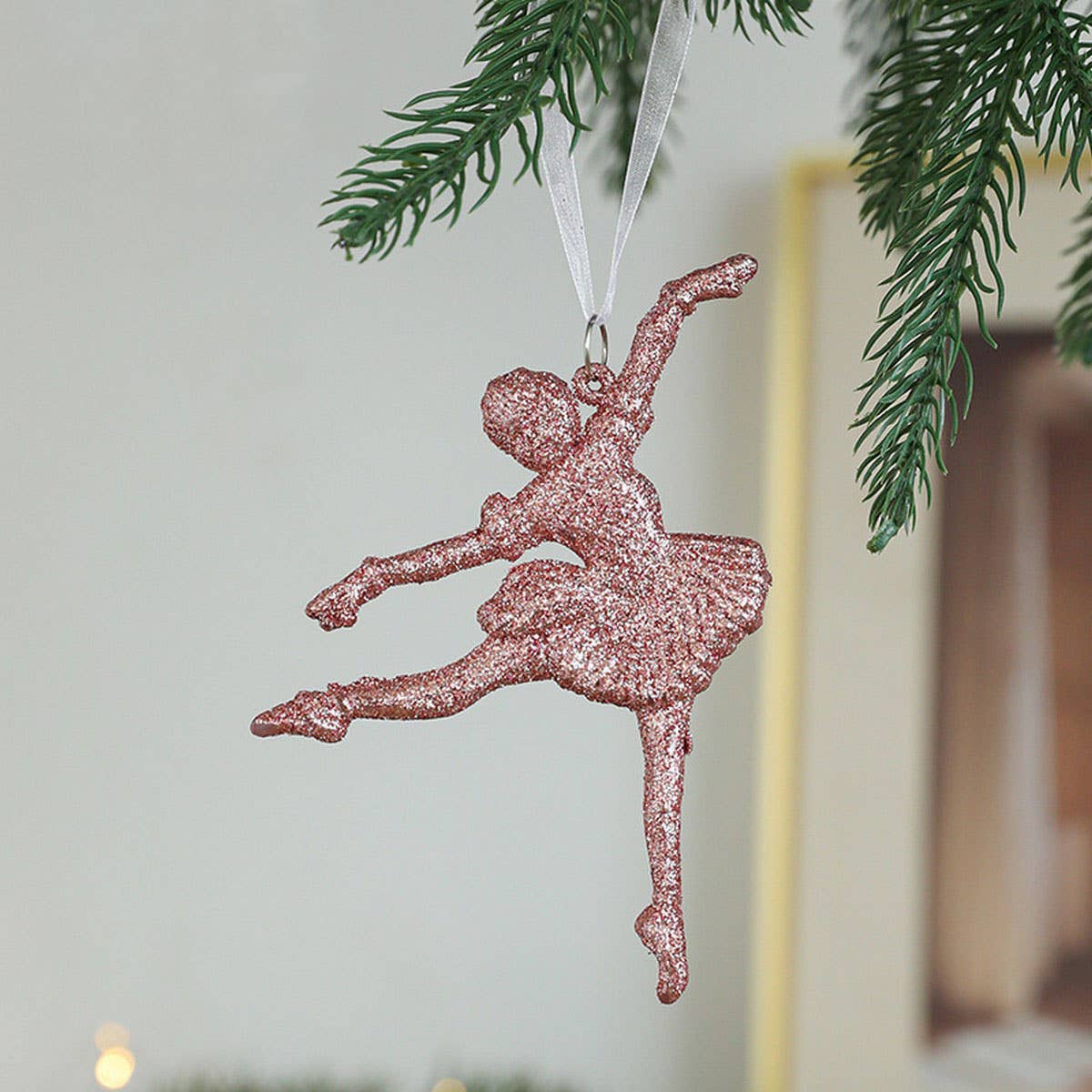 Pink Gold Glitter Plastic Christmas Tree Ornament_CWMM9763