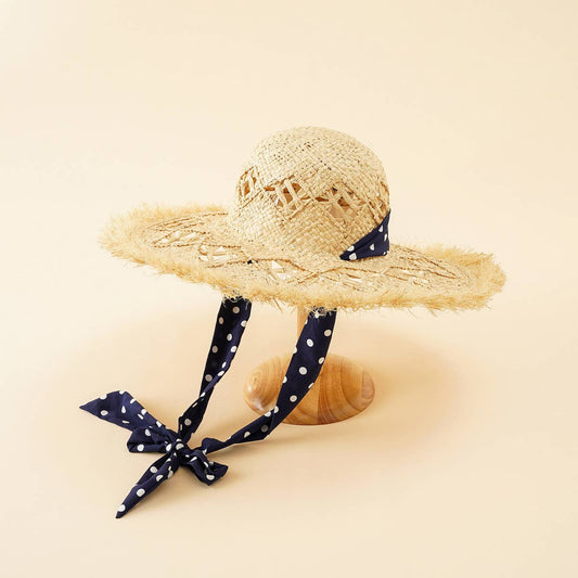 BOW LACE HOLLOW STRAW HAT_CWAH1430