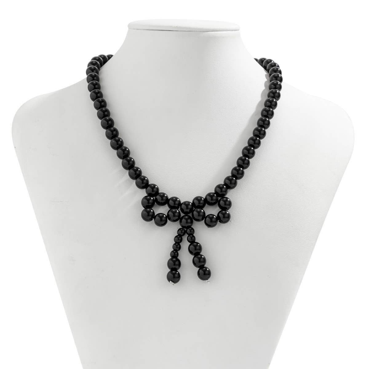IMITATION PEARL BEADED NECKLACE WITH PEARL BOW