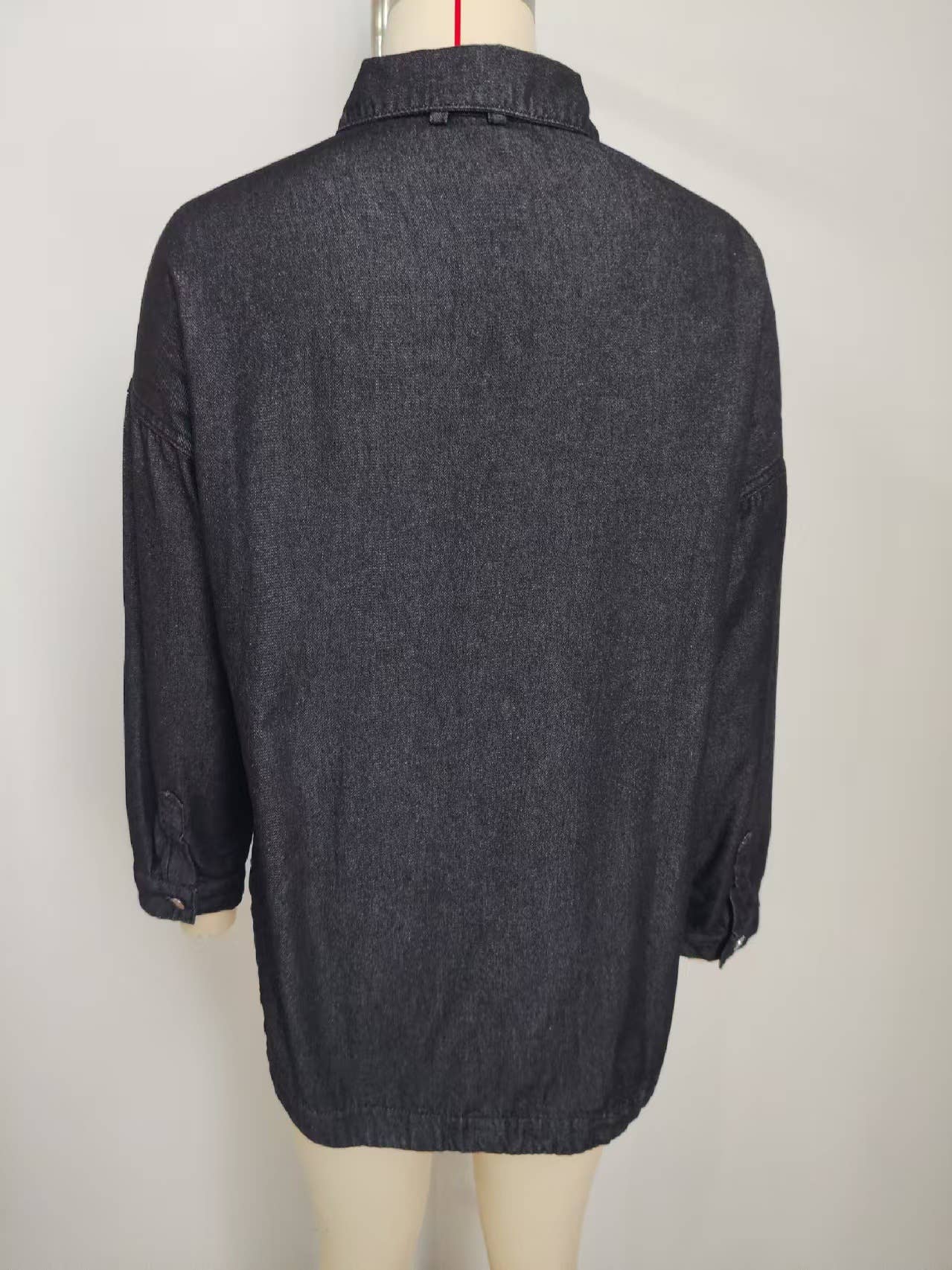 Washed vintage loose casual split denim shirt