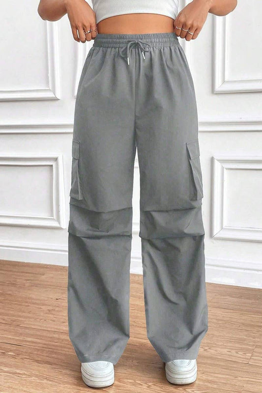 CWBLP1886_DRAWSTRING HIGH WAIST LOOSE COMMUTER OVERALLS