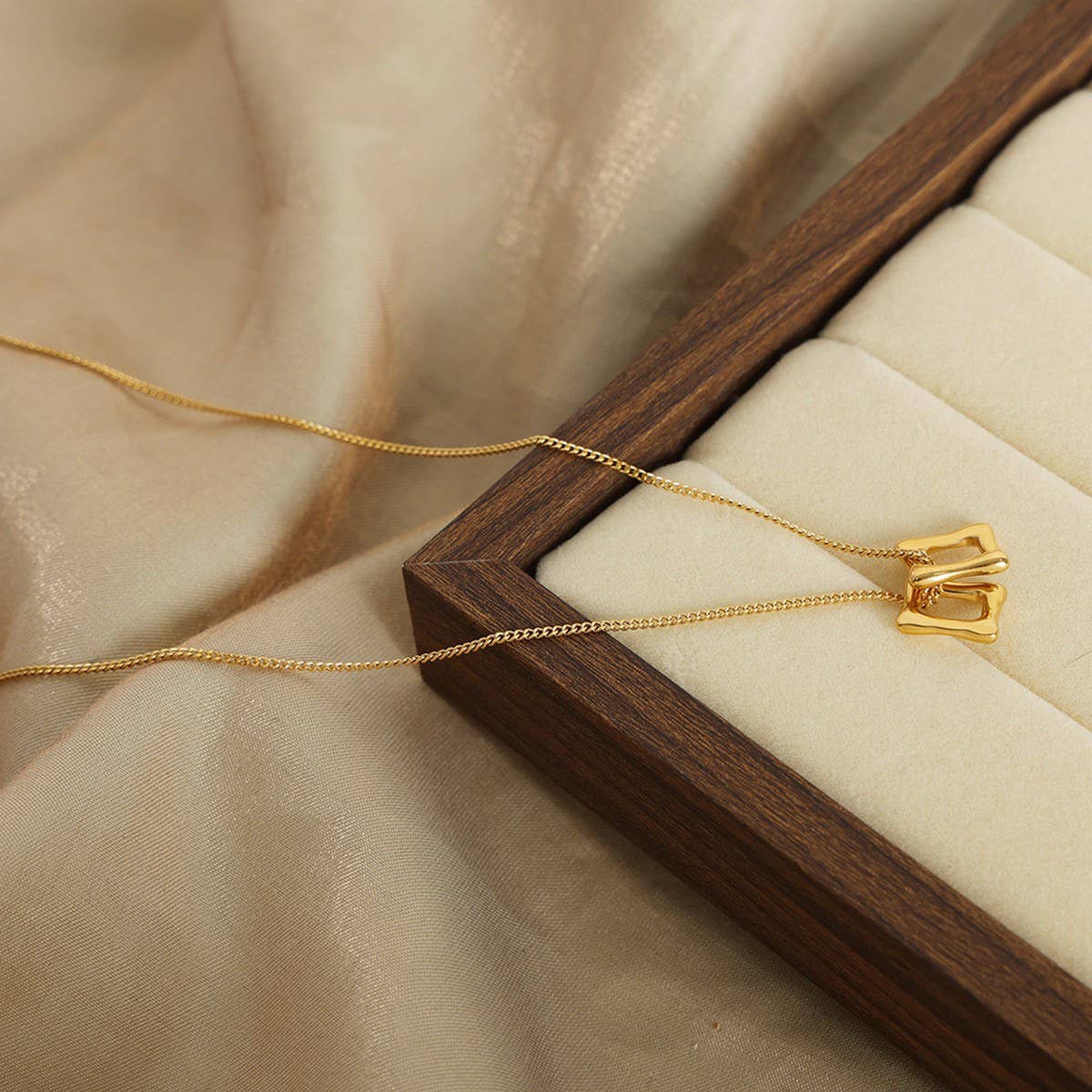 HOLLOW SQUARE PENDANT TITANIUM STEEL NECKLACE