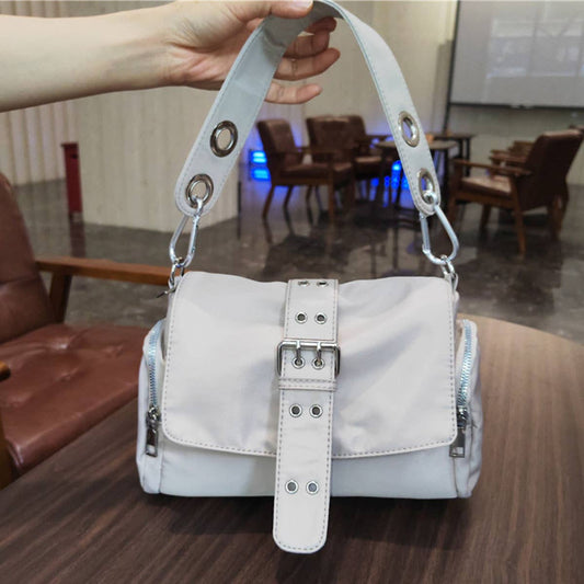 Retro double-button Oxford fabric square bag