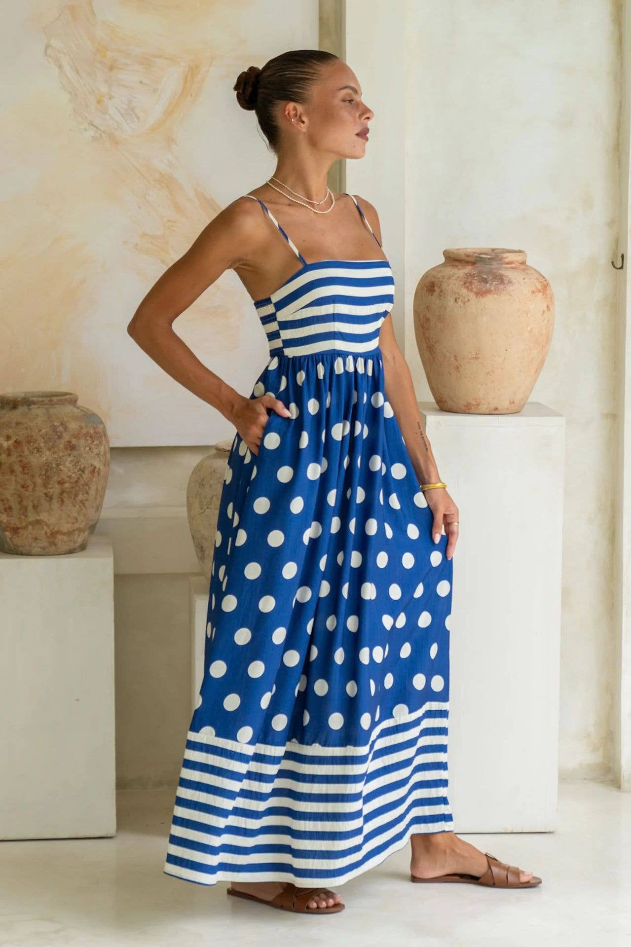 Stylish print halter sexy high-waisted dress