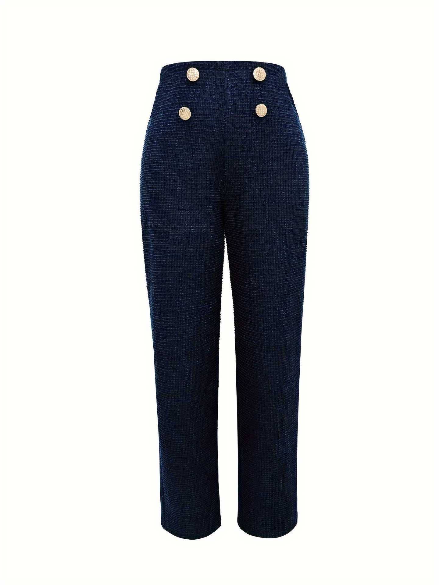 HIGH-WAISTED DOUBLE-BREASTED STRAIGHT-LEG PANTS