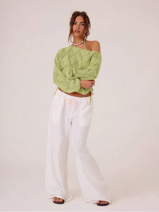 Sexy cut-out loose long-sleeved knitted sweater