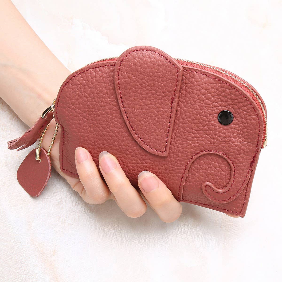 GENUINE LEATHER ELEPHANT MINI CREATIVE WALLET_CWAB3891