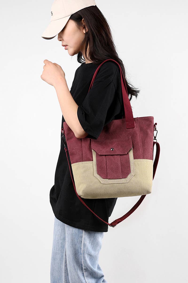 BIG POCKET CANVAS CROSS BODY SHOPPER BAG_CUAB0098