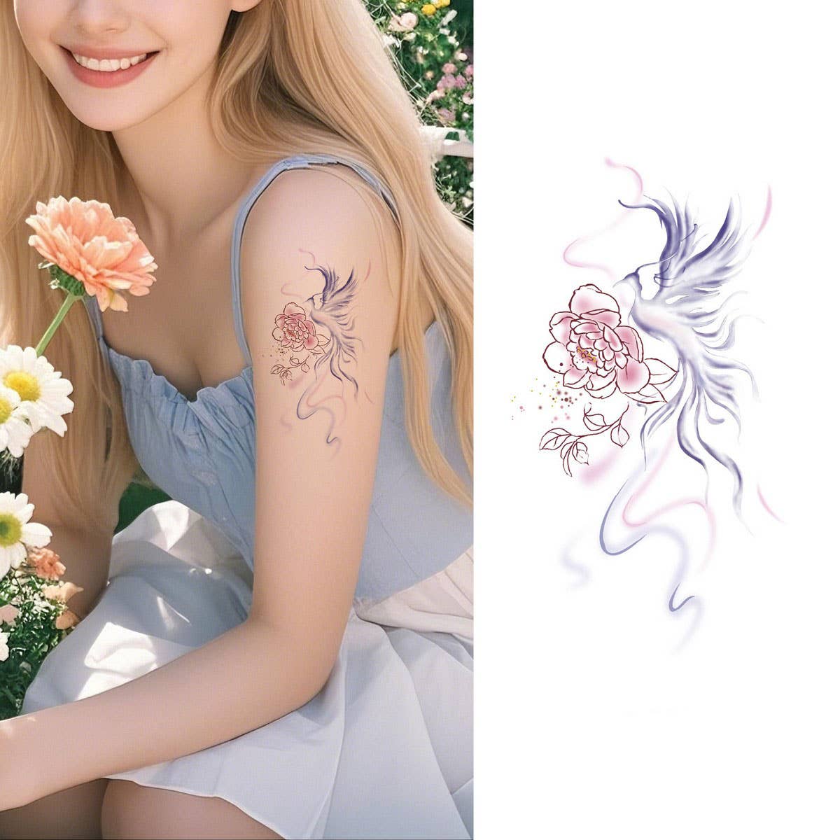 Elegant Floral Arm Tattoos Waterproof&Long Lasting