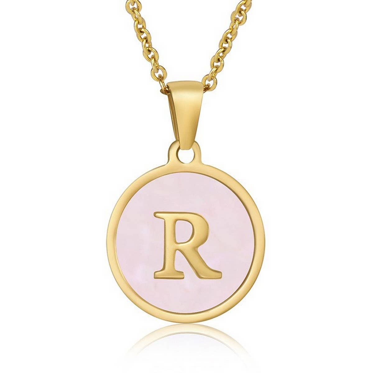 ROUND 18K GOLD STAINLESS STEEL 26LETTERS NECKLACE