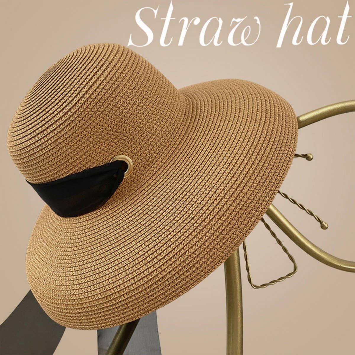 Summer foldable wide brim straw hat_CWAH3411