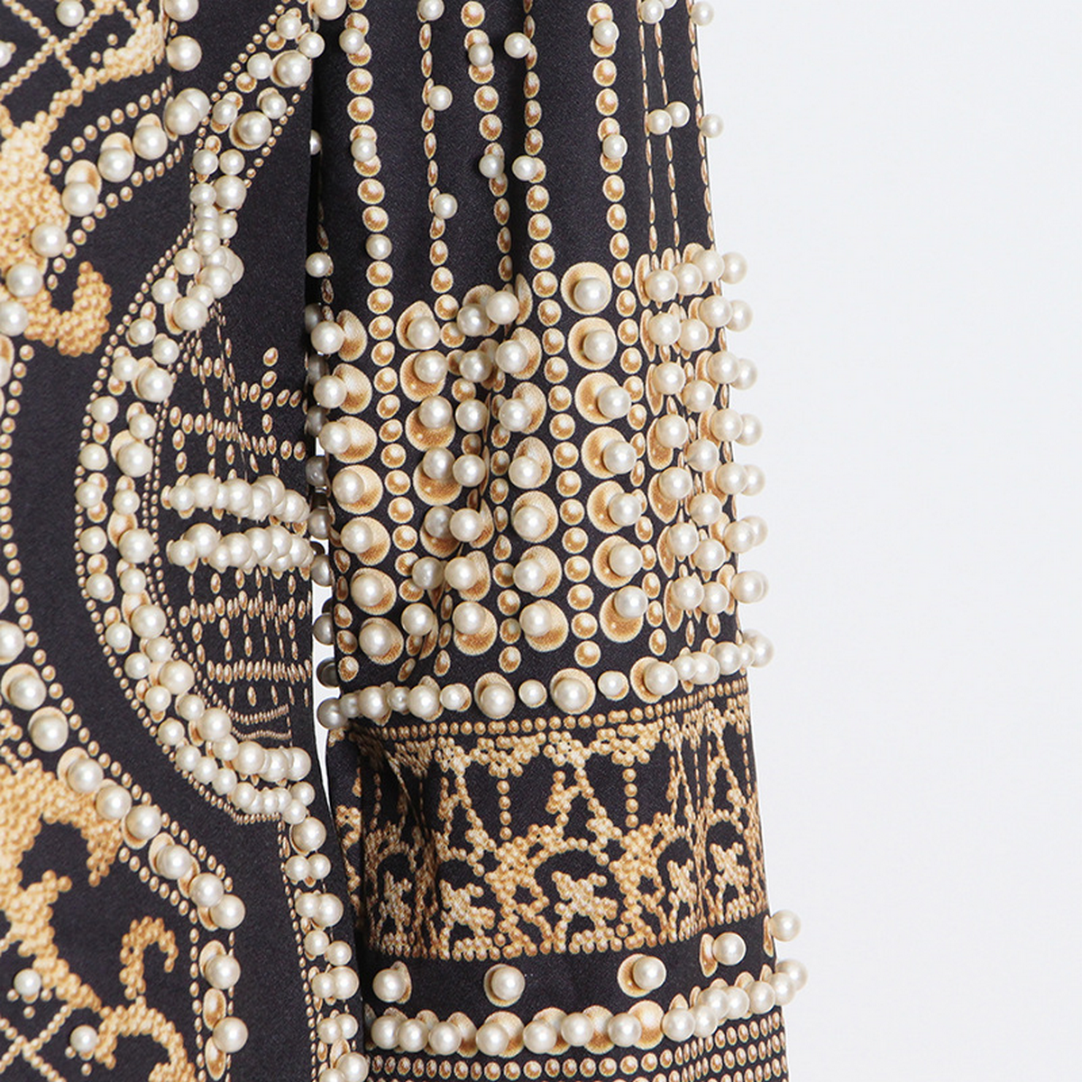 Stylish V-Neck Beaded Print Blazer Jacket_CWOCO1215