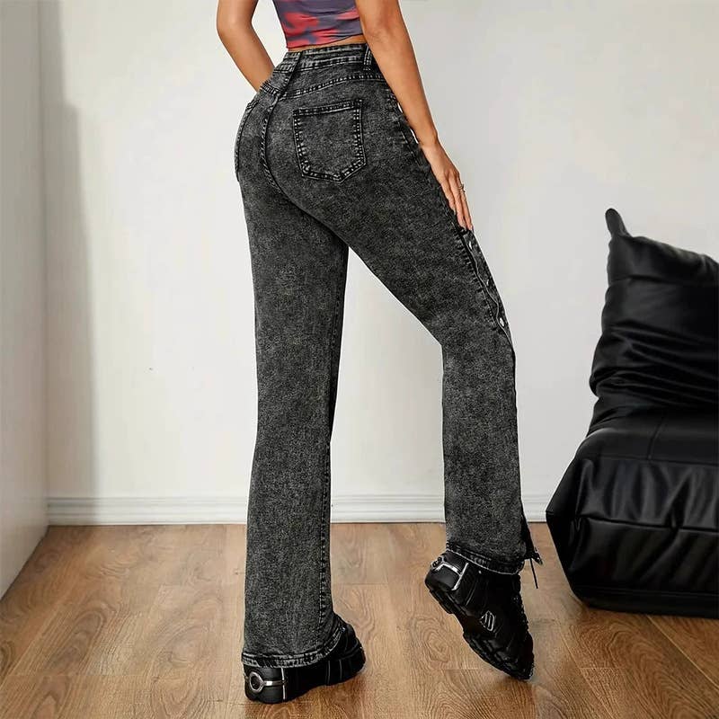 Washed aged loose casual straight-leg pants