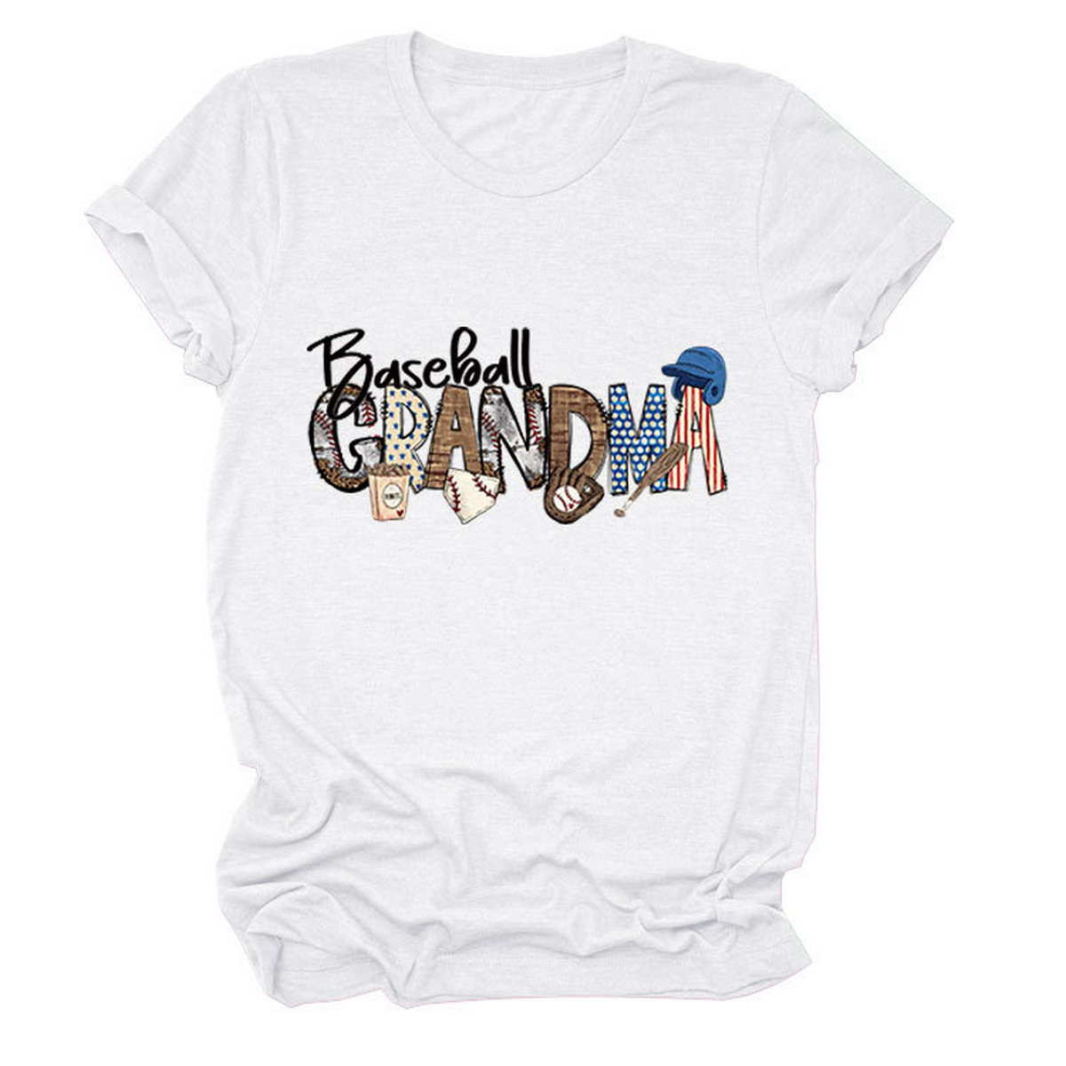 Casual Crew Neck Tee ?œBaseball Grandma??Shirt_CWTTSL0496