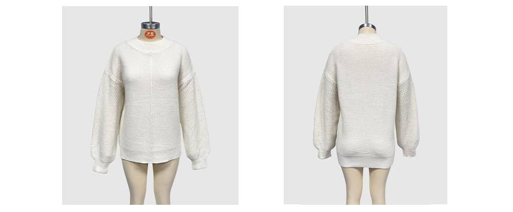 Solid color semi-high neck loose sweater