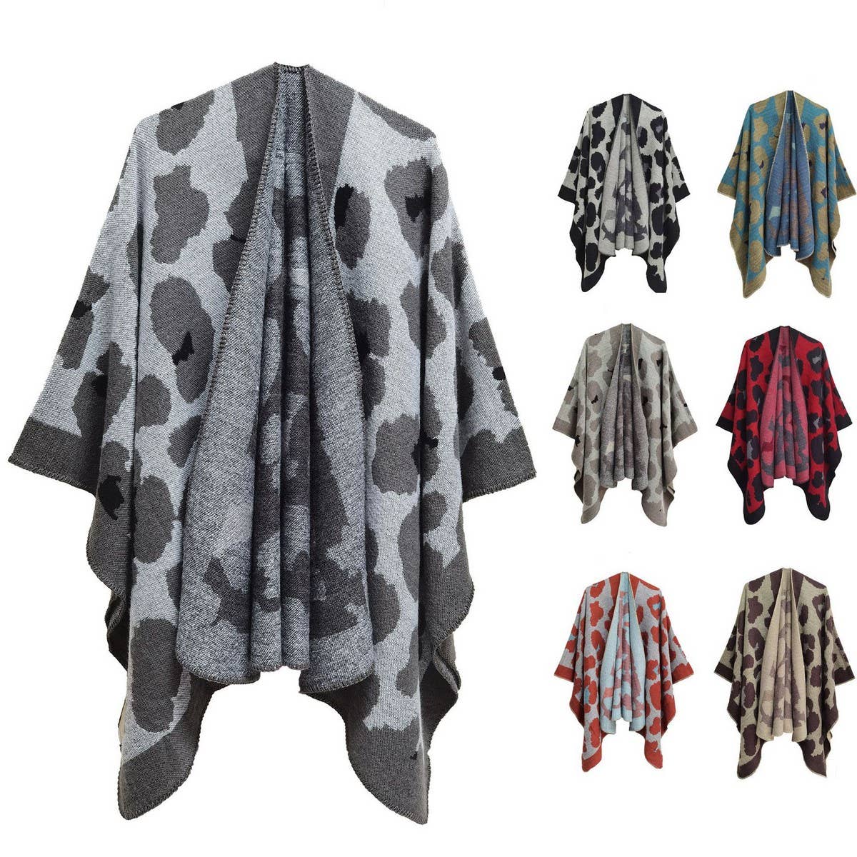 SPOT PATTERN MULTICOLOR WARM SPLIT CLOAK SHAWL_CWASC0297