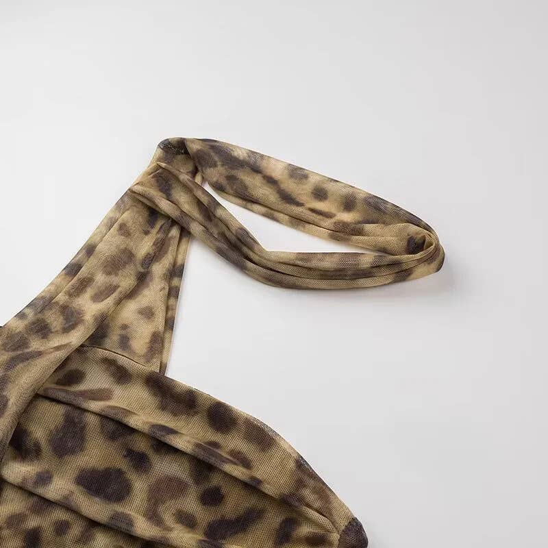 Leopard print off-the-neck and strapless top