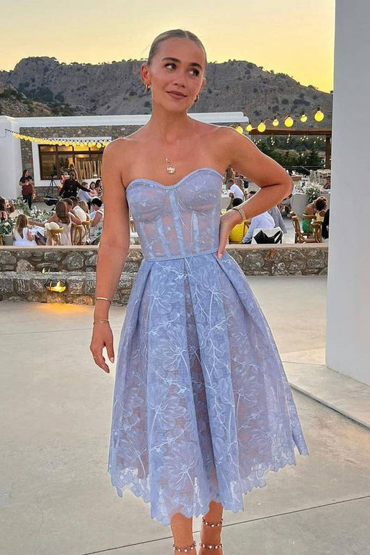 CWDTD0470_EMBROIDERED LACE STRAPLESS BODYCON EVENING DRESS