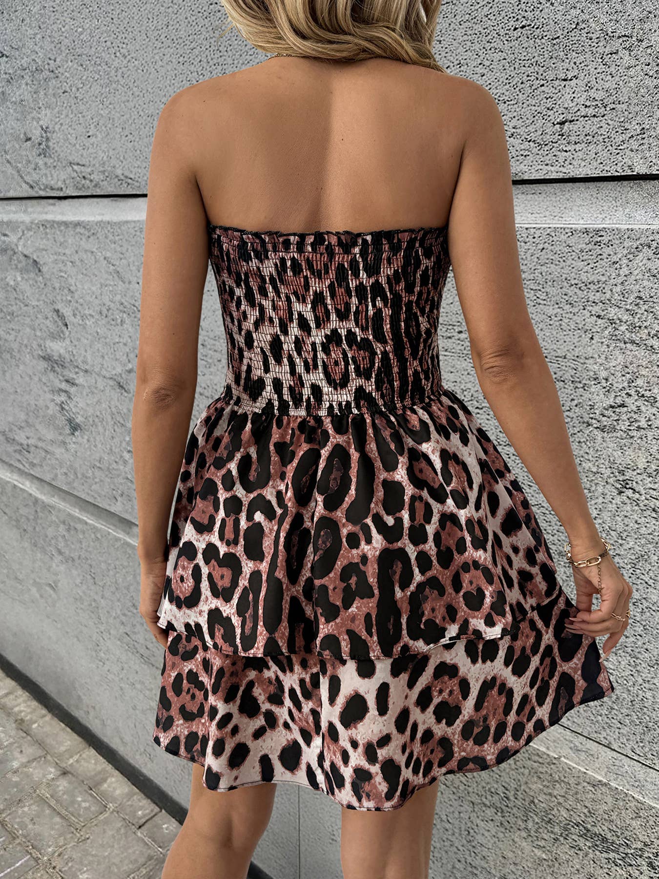 Sexy sleeveless cable top up leopard print dress