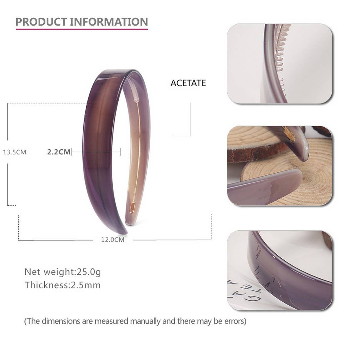 2.2CM WIDE VINTAGE ACETATE HEADBAND HAIRPIN_CWAHA4341