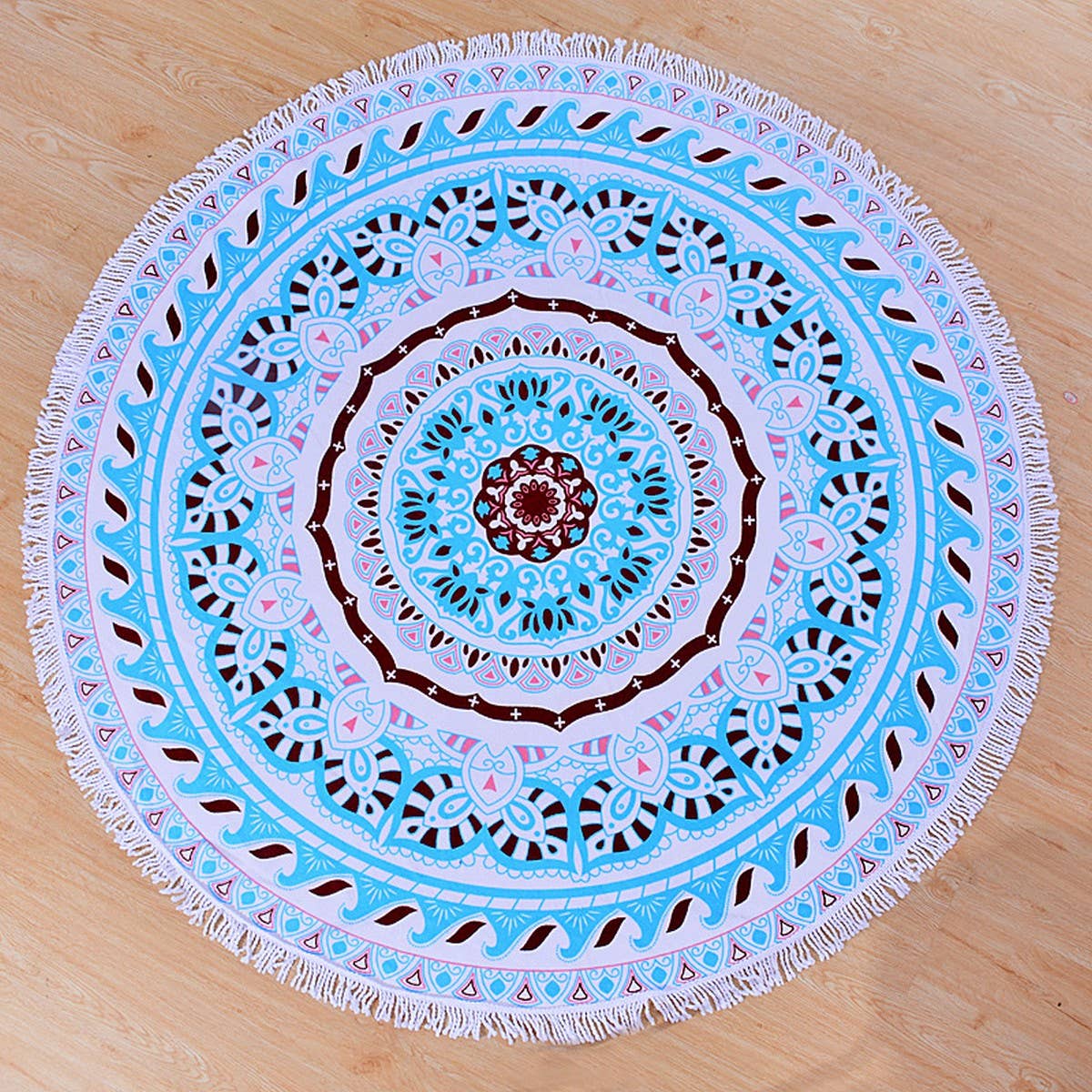 Round Microfiber Tassel Beach Towel Blanket