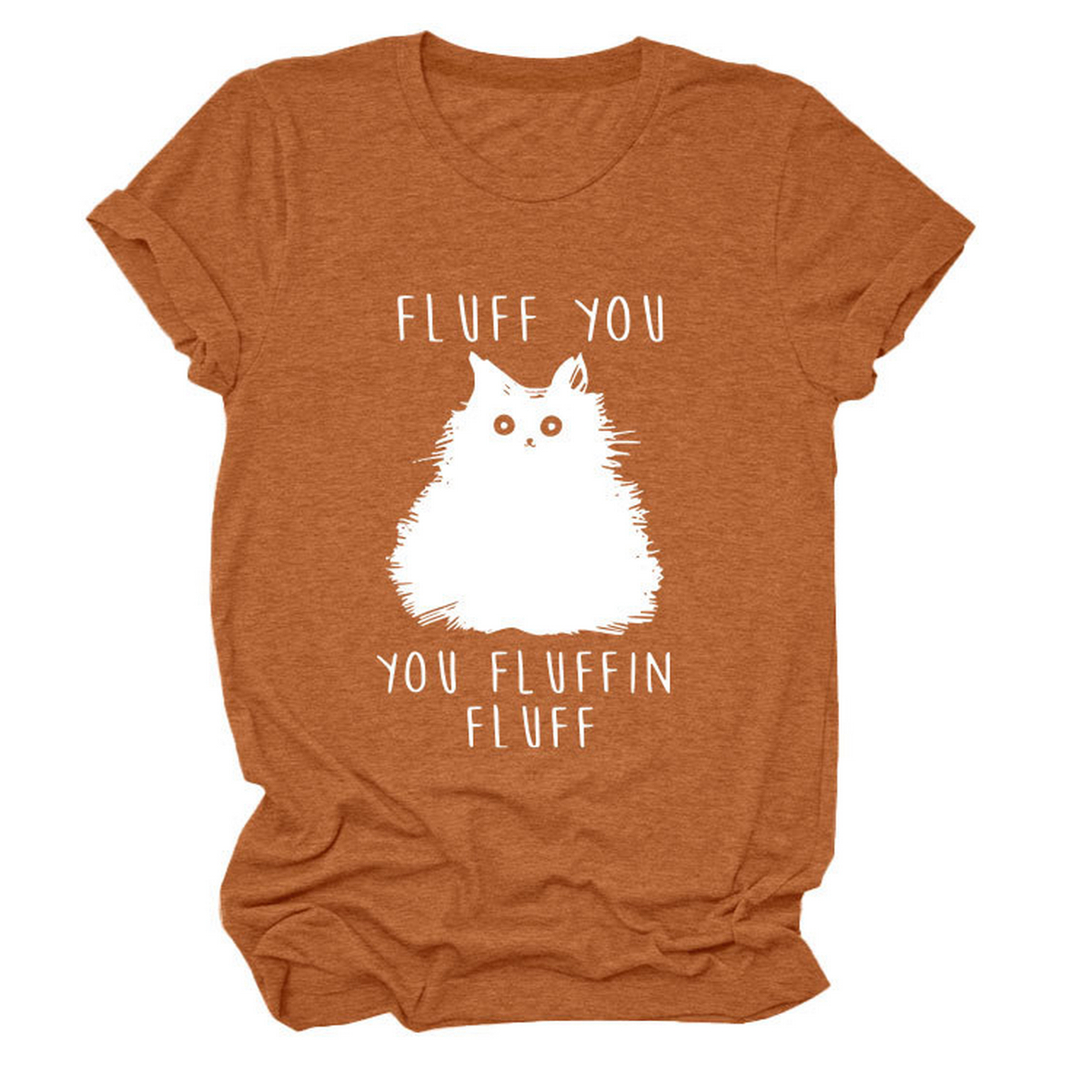 Women??¢s Graphic Tee ??Fluff You Cat Print_CWTTSL0510