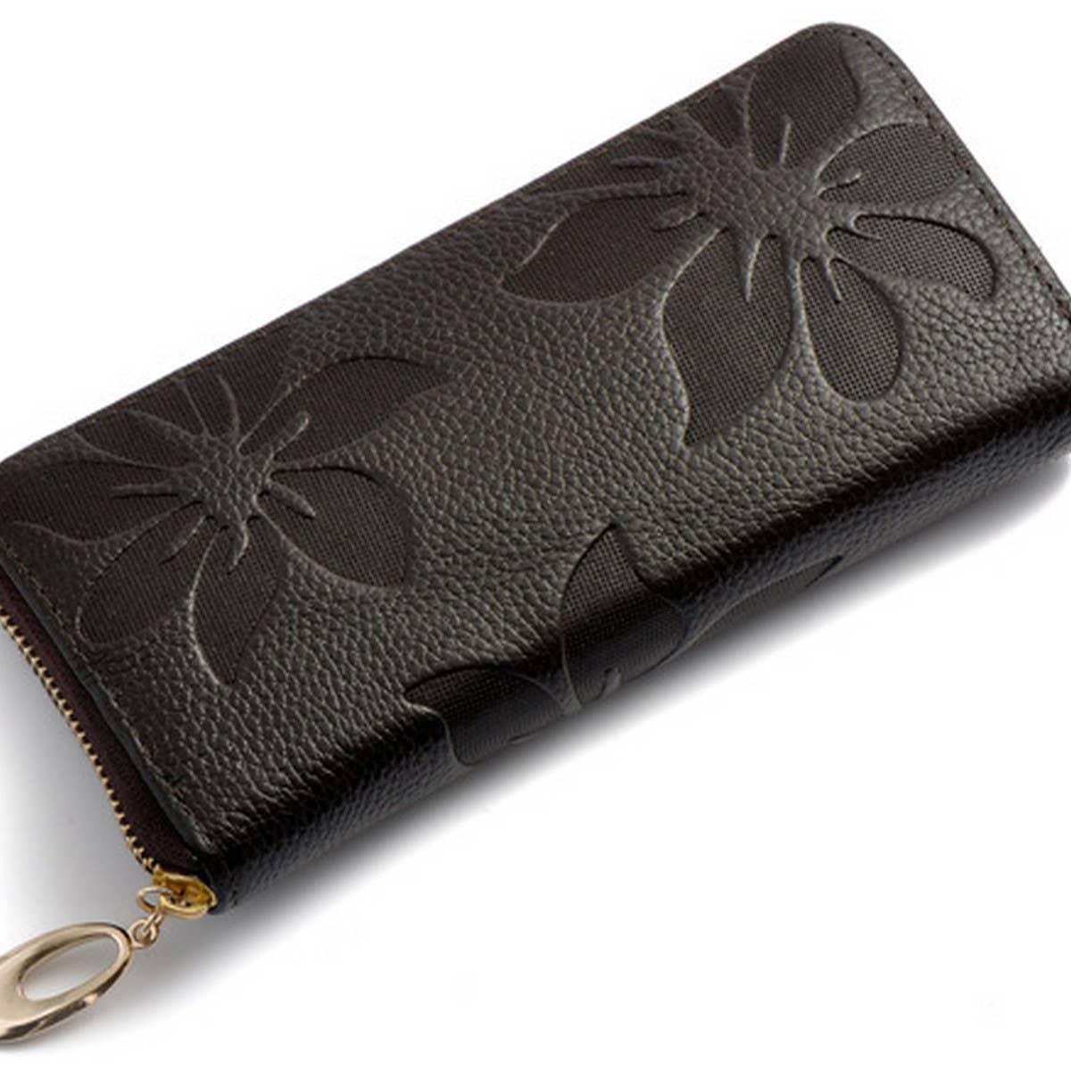 Embossed Leather Long Wallet for Women_CUAB00363
