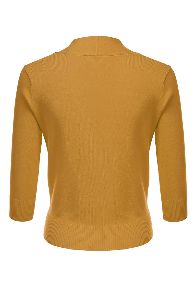 AWOCAS074_Basic 3/4 Sleeve Open Front Cropped Cardigan