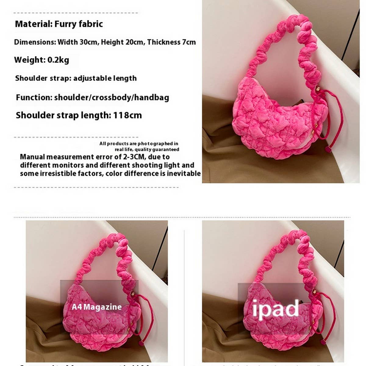 Velvet Puffy Cloud Shoulder Crossbody Bag_CUAB00491