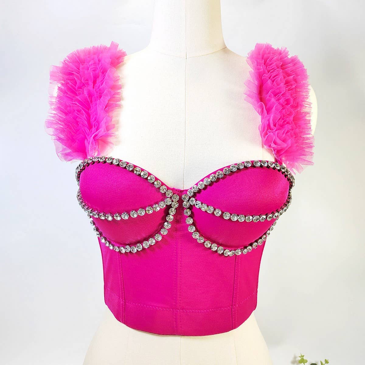 SWEET RUFFLE FITTED HERRINGBONE CORSET