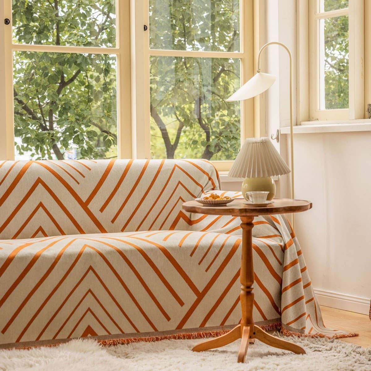 MODERN GEOMETRIC DESIGN DOUBLE SIDED SOFA THROW