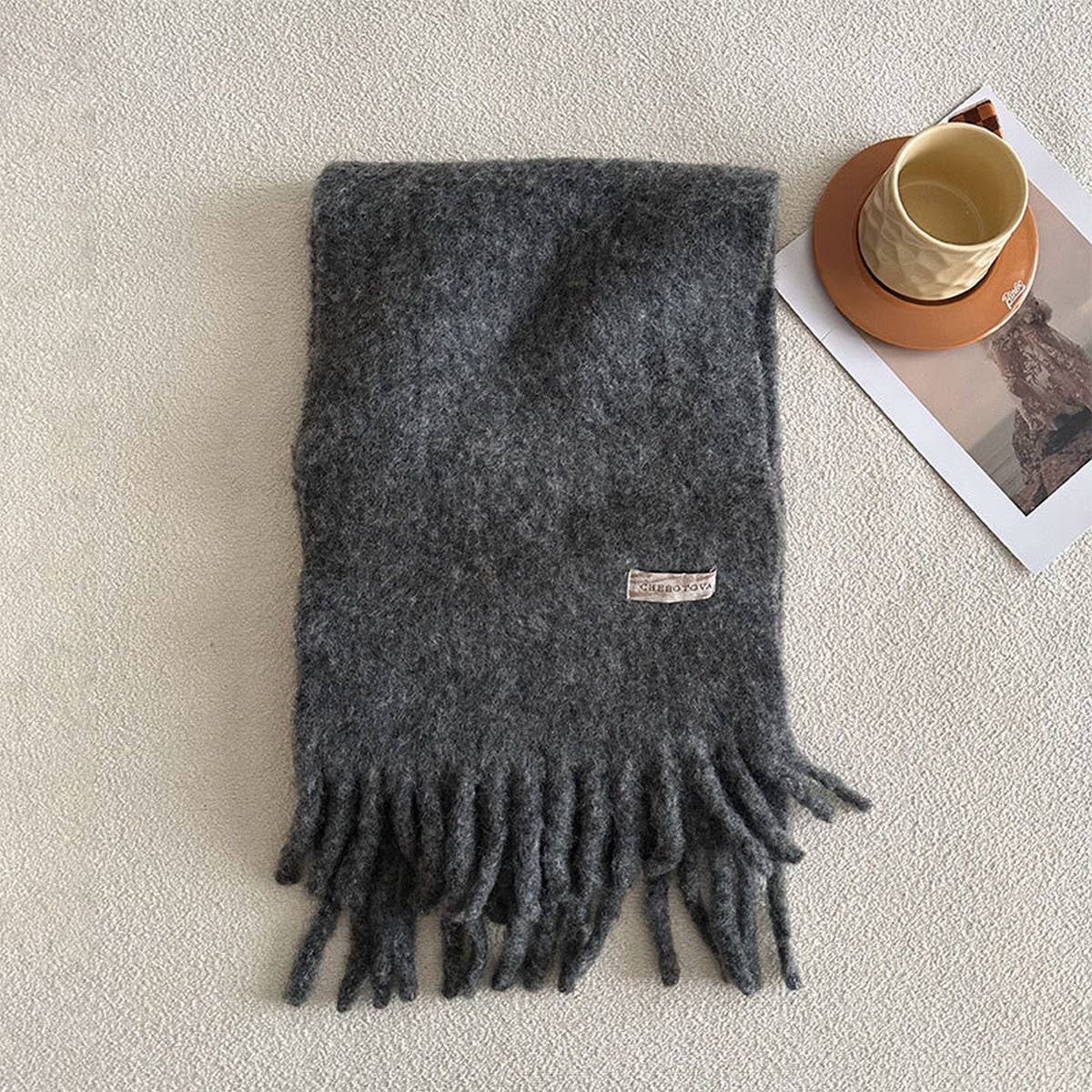 Chunky Wool Blend Scarf for Winter ? Solid Color